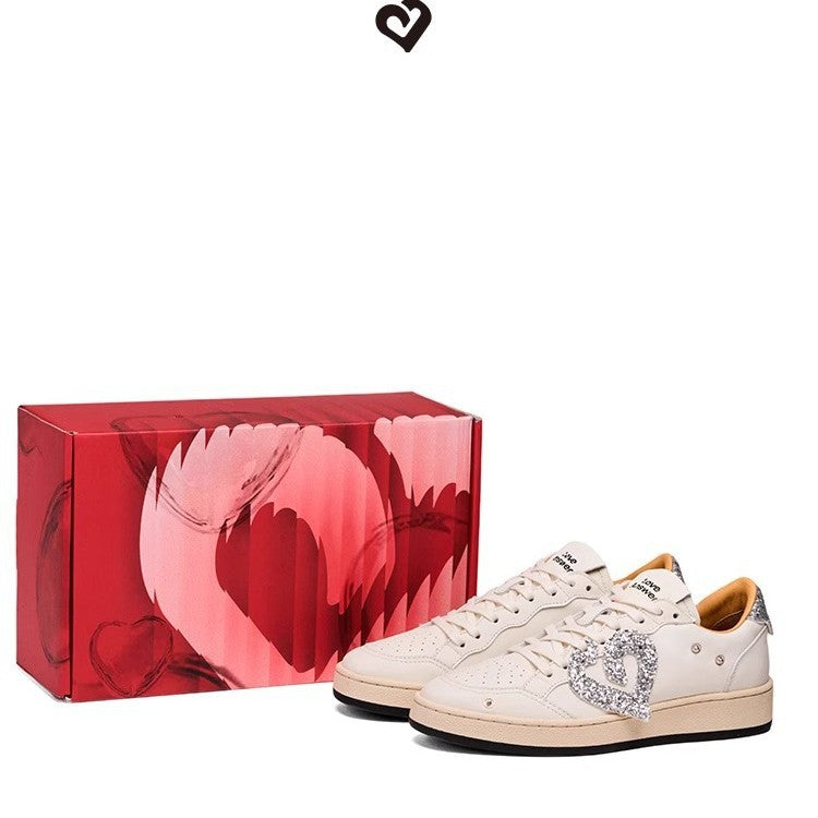 Women's First Layer Cowhide Versatile Breathable White Men's Board Shoes