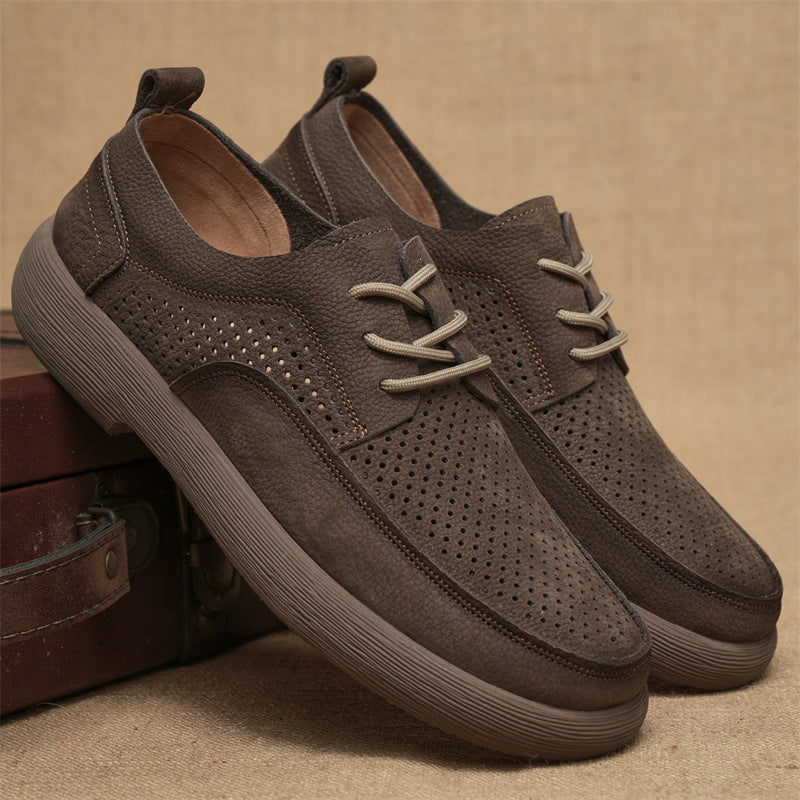 Men's Summer Breathable Vintage Board Mesh Leather Shoes