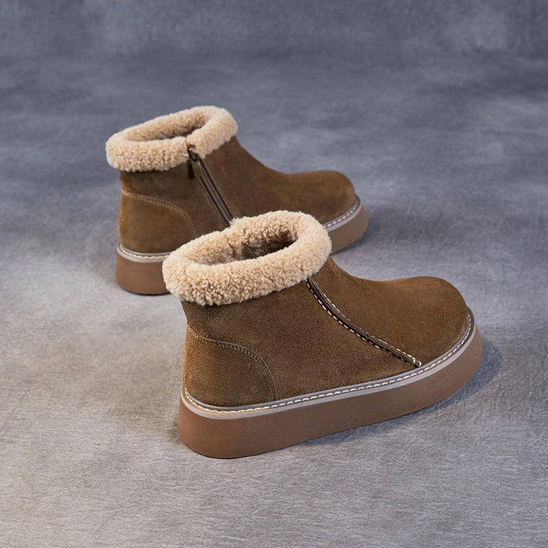 Women's Matte Winter Berber Fleece-lined Cotton Warm Snow Boots