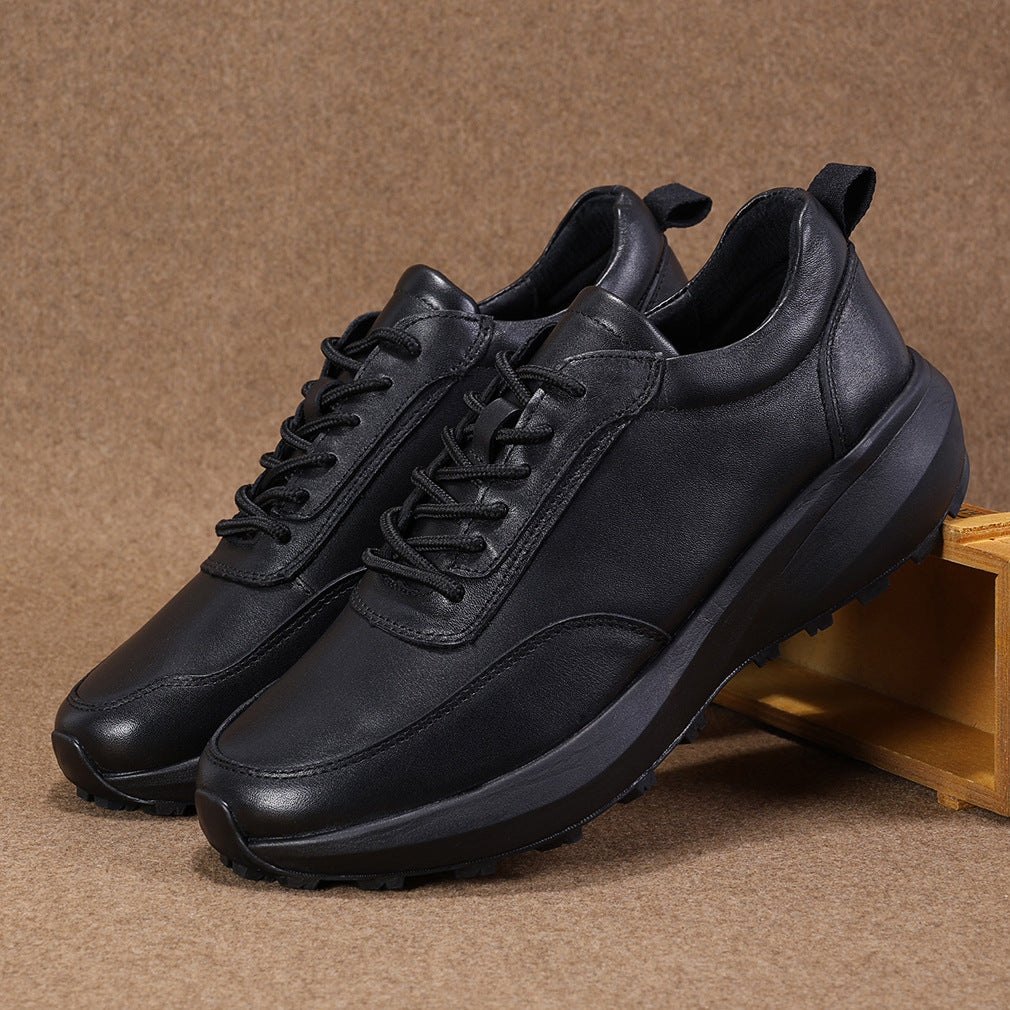 Popular Fashion Green Black Round Toe Leather Shoes