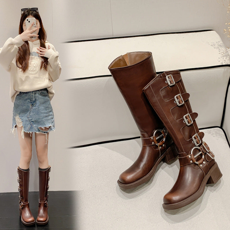 Women's The Knee Retro Rub Colored Tall Boots