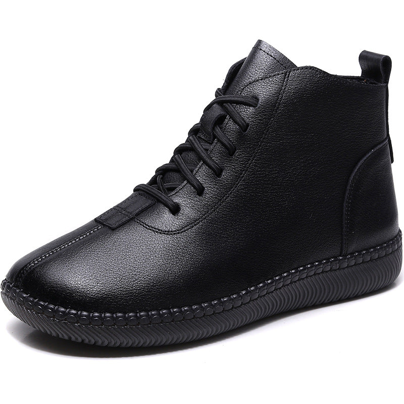 Women's Lightweight Short Flat Chelsea Winter Fleece-lined Boots