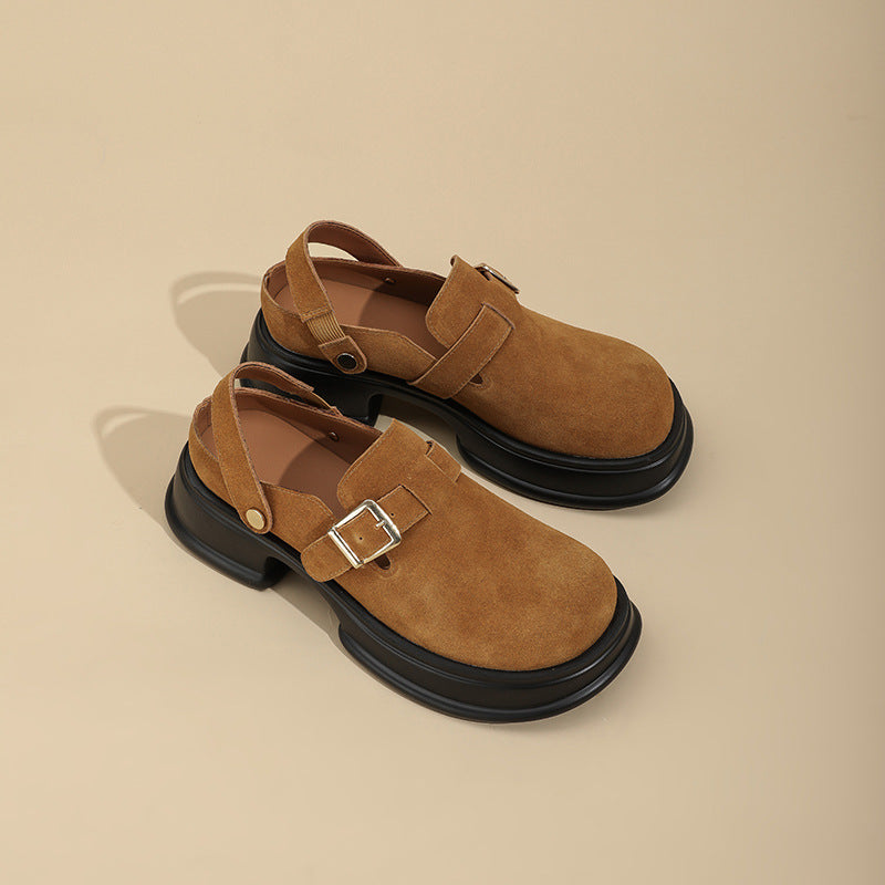 Women's Genuine Platform Slip-on Soft Bottom Half Women's Shoes