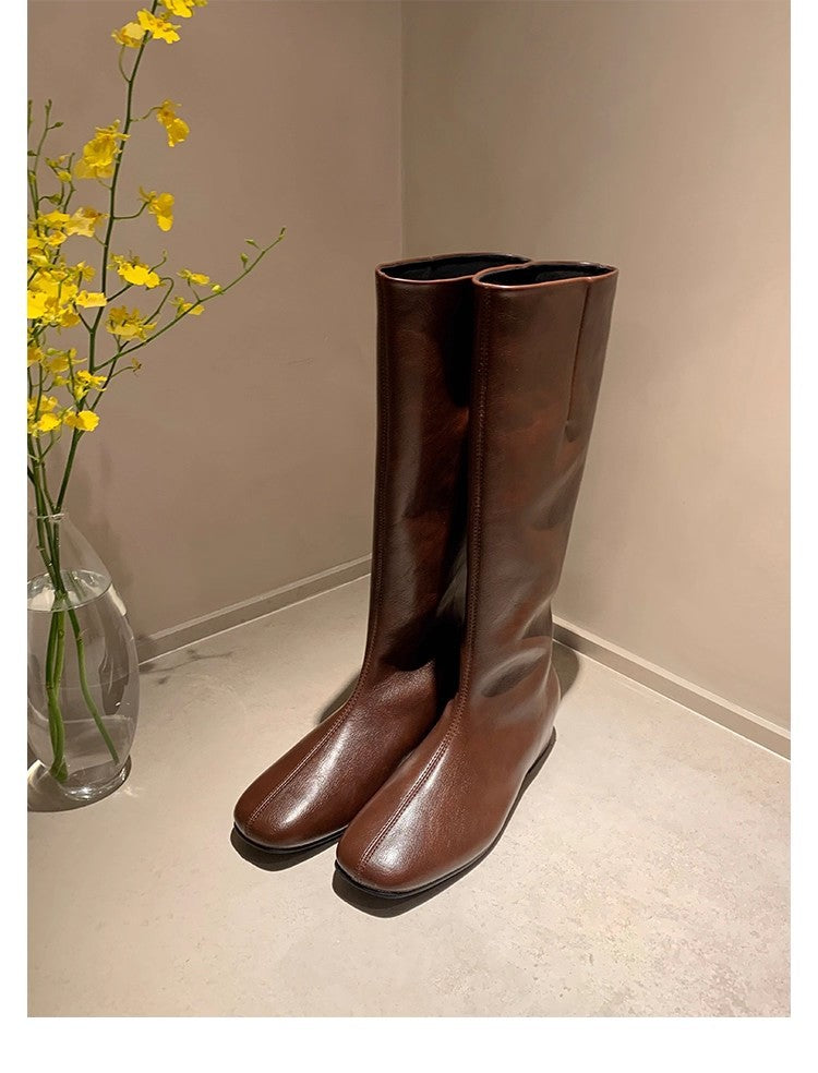 Women's Second Hair Plus Veet Warm Flat Soft Skinny Long Rider Boots