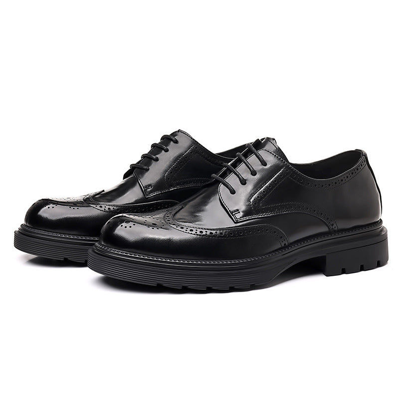 Men's Business Formal Brogue Wedding Korean British Leather Shoes