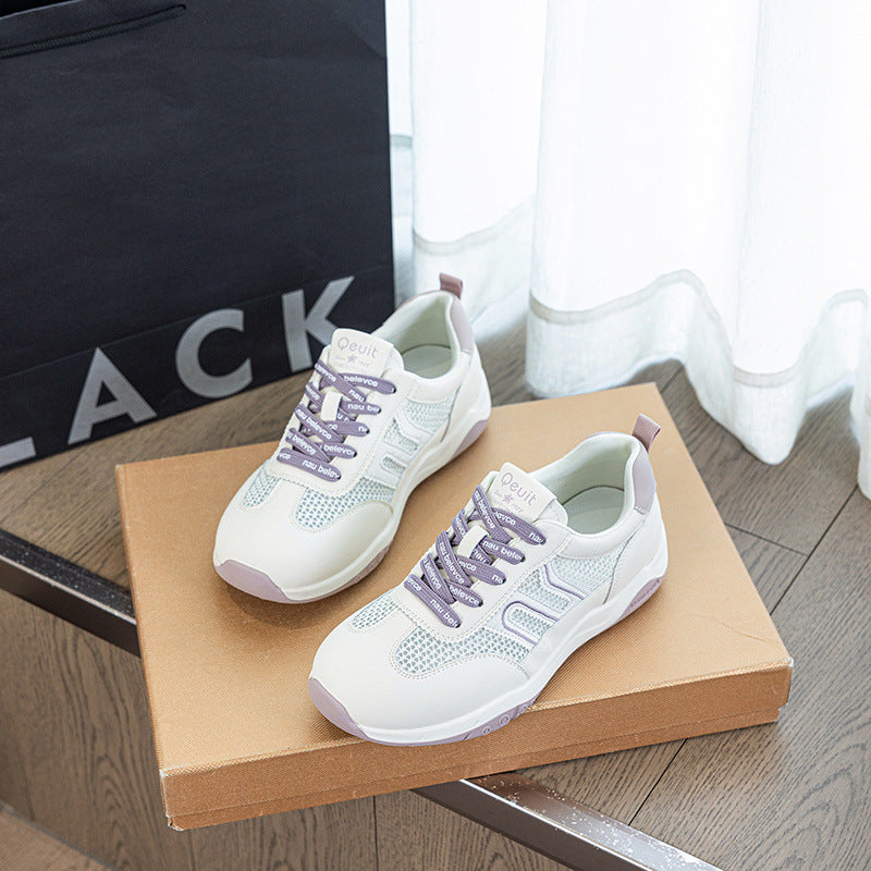 Women's Large Size White Mesh Breathable Flat Women's Casual Shoes