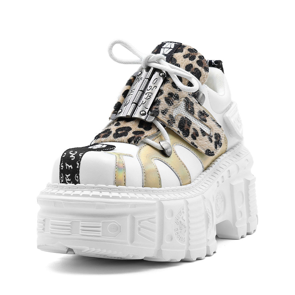 Women's & Men's Dark Punk Rock Platform Metal Locomotive Tank Boots
