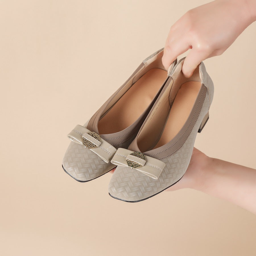 Women's Chunky Slip-on Temperament Wild Spring Low-cut Vintage Square Toe Women's Casual Shoes