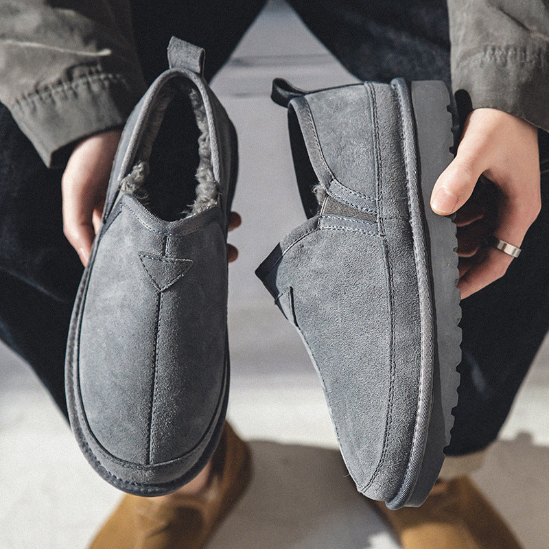 Men's Fleece-lined Warm One Pedal Cotton British Vintage Snow Boots