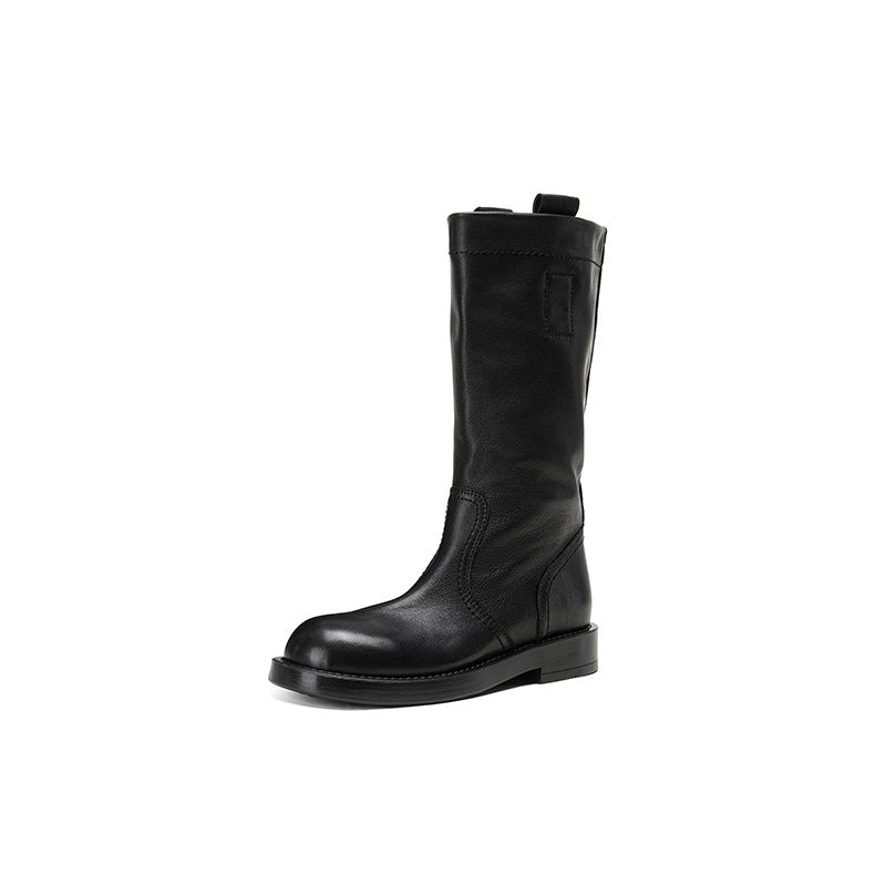 Women's Nice Middle Black Low First Layer Cowhide Women's Leather Boots