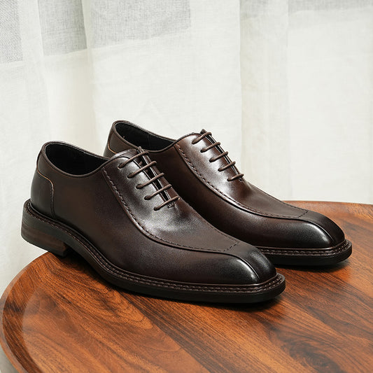 Men's Stitching Summer Genuine Business Formal Wear Leather Shoes