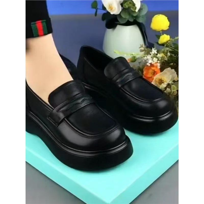 Women's Thick-soled British Style Platform Slip-on Loafers