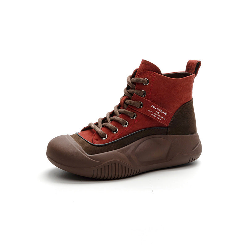 Booties Closed Toe Retro Lace Up Boots