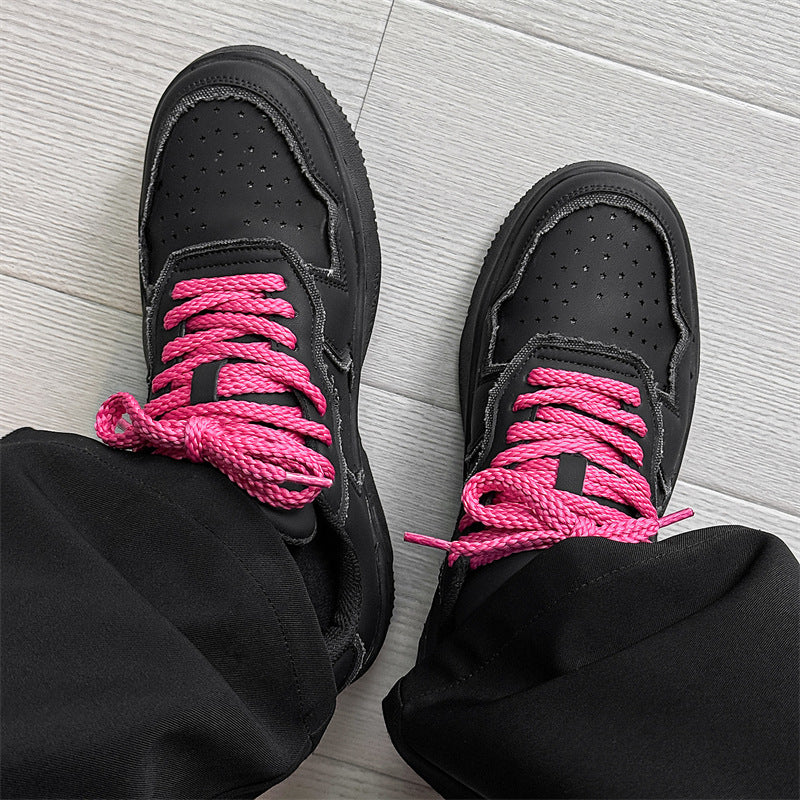 Solid Color Low Top Sports Skateboard Platform Sneakers