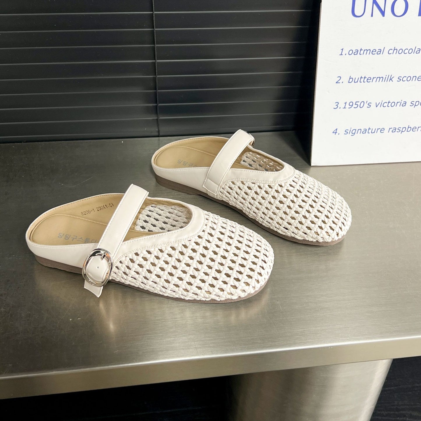 Women's Authentic Weave Hollowed Toe Box Half Slippers