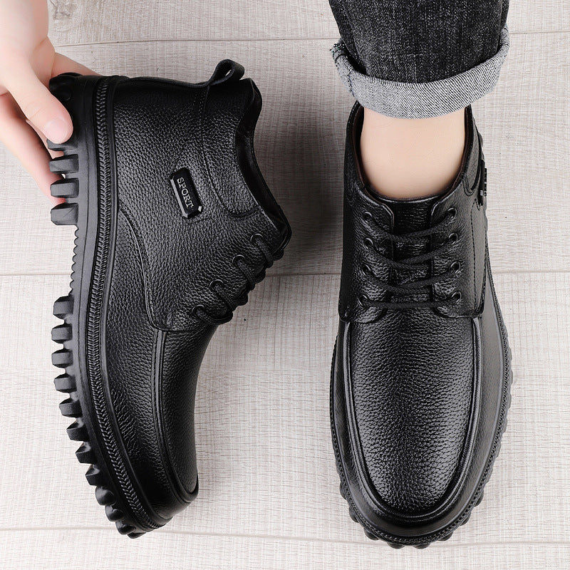 Men's Oversized Martin Widened Genuine Fleece-lined Platform Boots