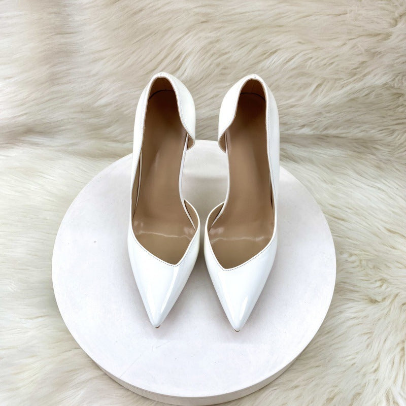Women's Black Patent Side Empty Fashion Stiletto Women's Shoes