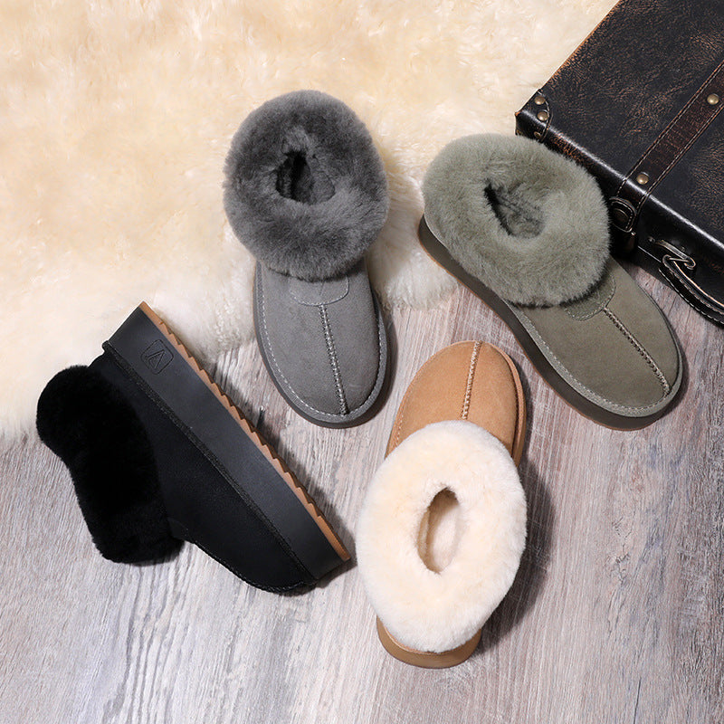 Women's Sheepskin Fur Thick Bottom Short Winter Snow Boots