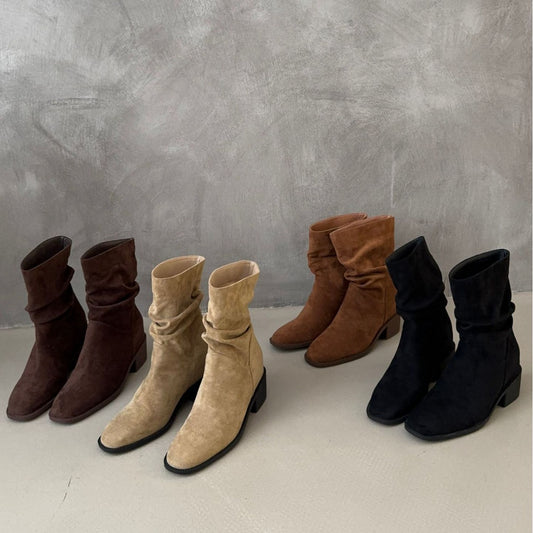 Women's Pile Elegant Short Sleeve Height Increasing Insole Boots