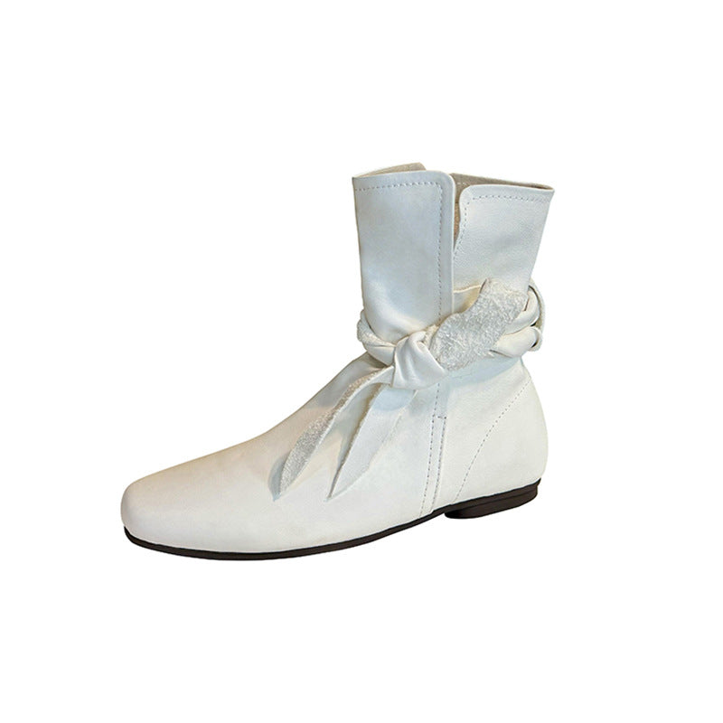 Women's Design Height Increasing Insole White Ankle Retro Chelsea Boots