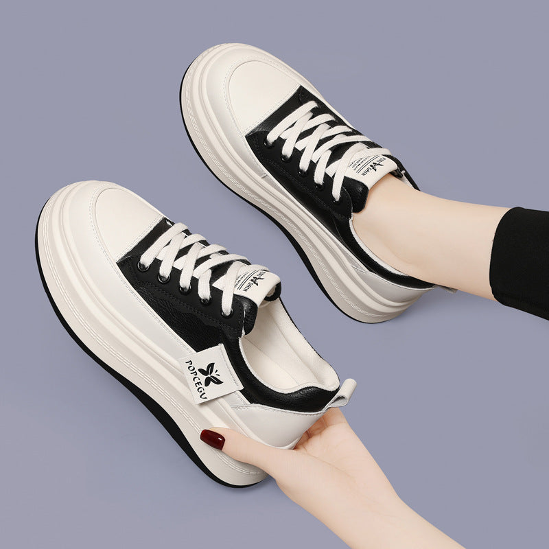 Women's & Men's Height Increasing Insole Thick-soled Platform White Men's Shoes