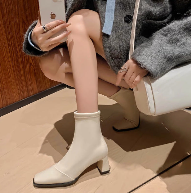 Women's Skinny Martin Temperament Western Style Square Heels