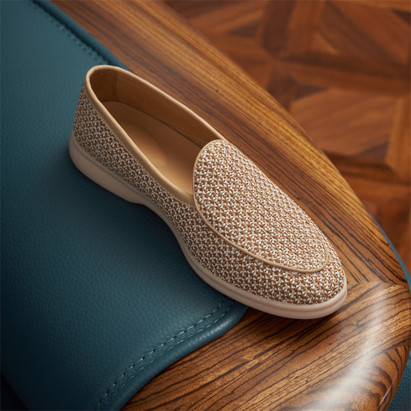 Men's Breathable Woven Low-cut Flat Pumps Soft Bottom Comfortable Loafers/doug Shoes