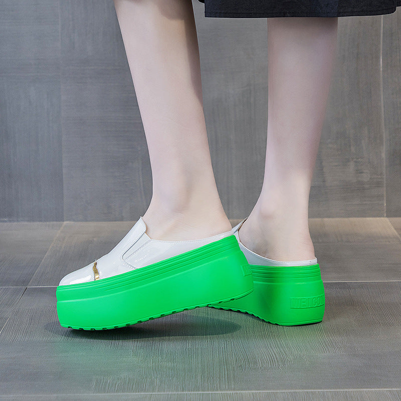 Women's Summer Closed Toe Green Bottom Trendy Slippers