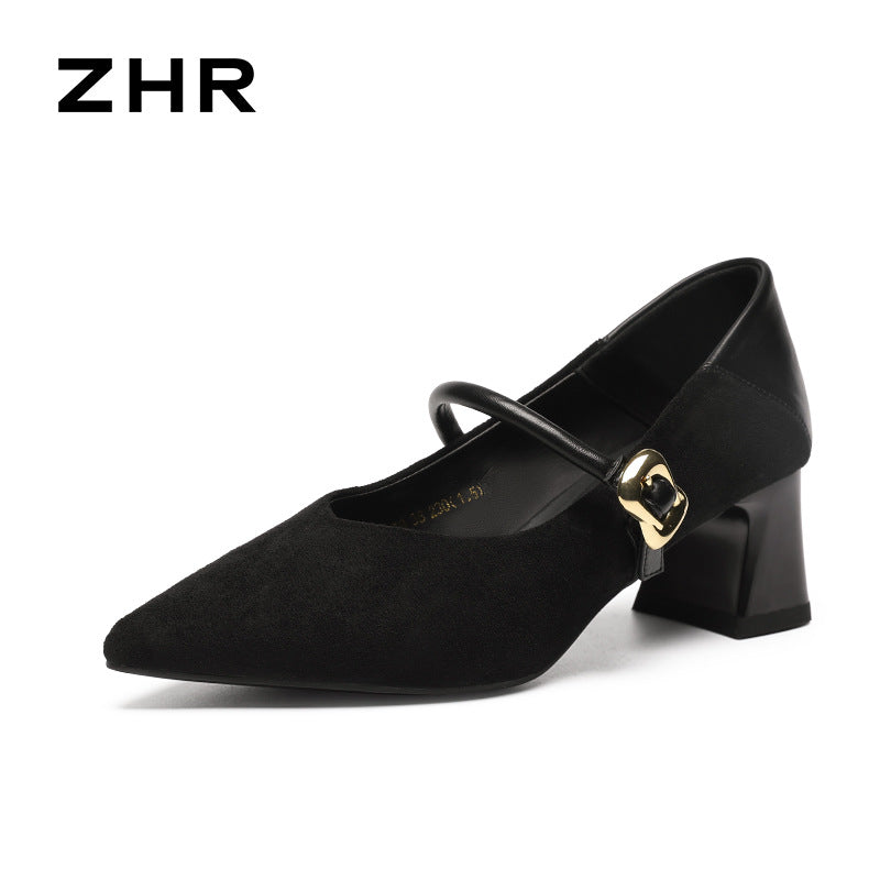 Women's Retro Pointed Toe Low-cut Western Style Mary Jane Women's Fashion Shoes