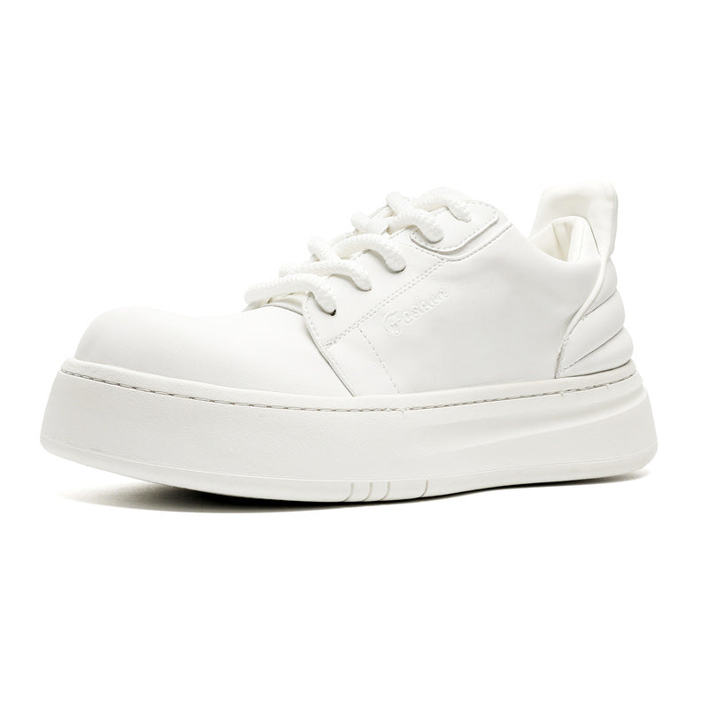 Men's Breathable Trendy High Sense Platform White Men's Casual Leather Shoes