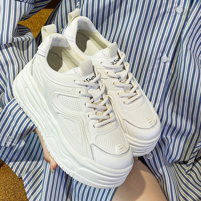 Women's Genuine Elevator White Platform Wedge Fashion Casual Shoes