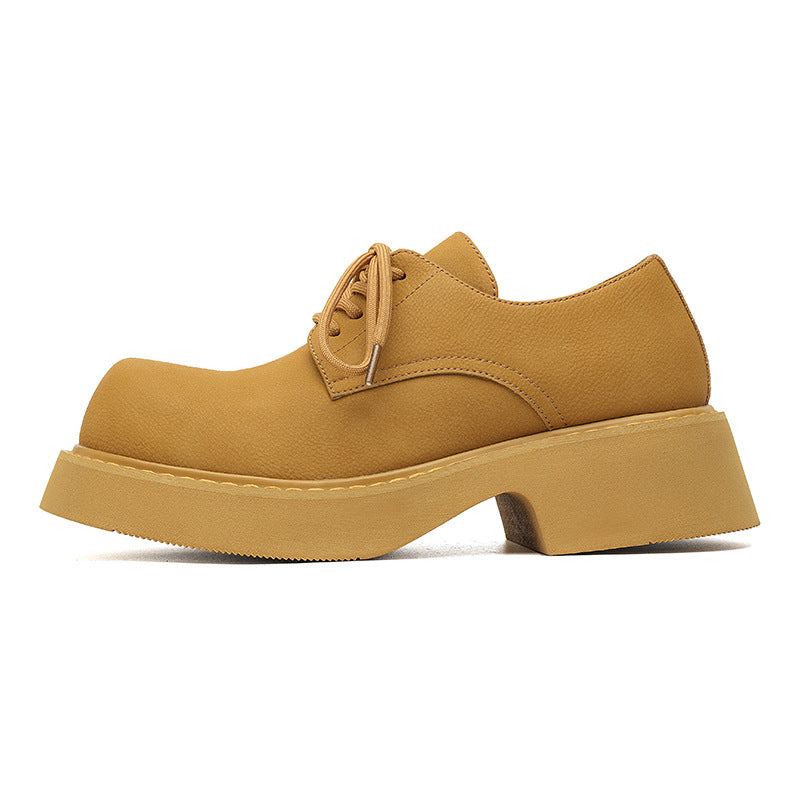 Men's Spring Platform Fashion Mid Derby Leather Shoes