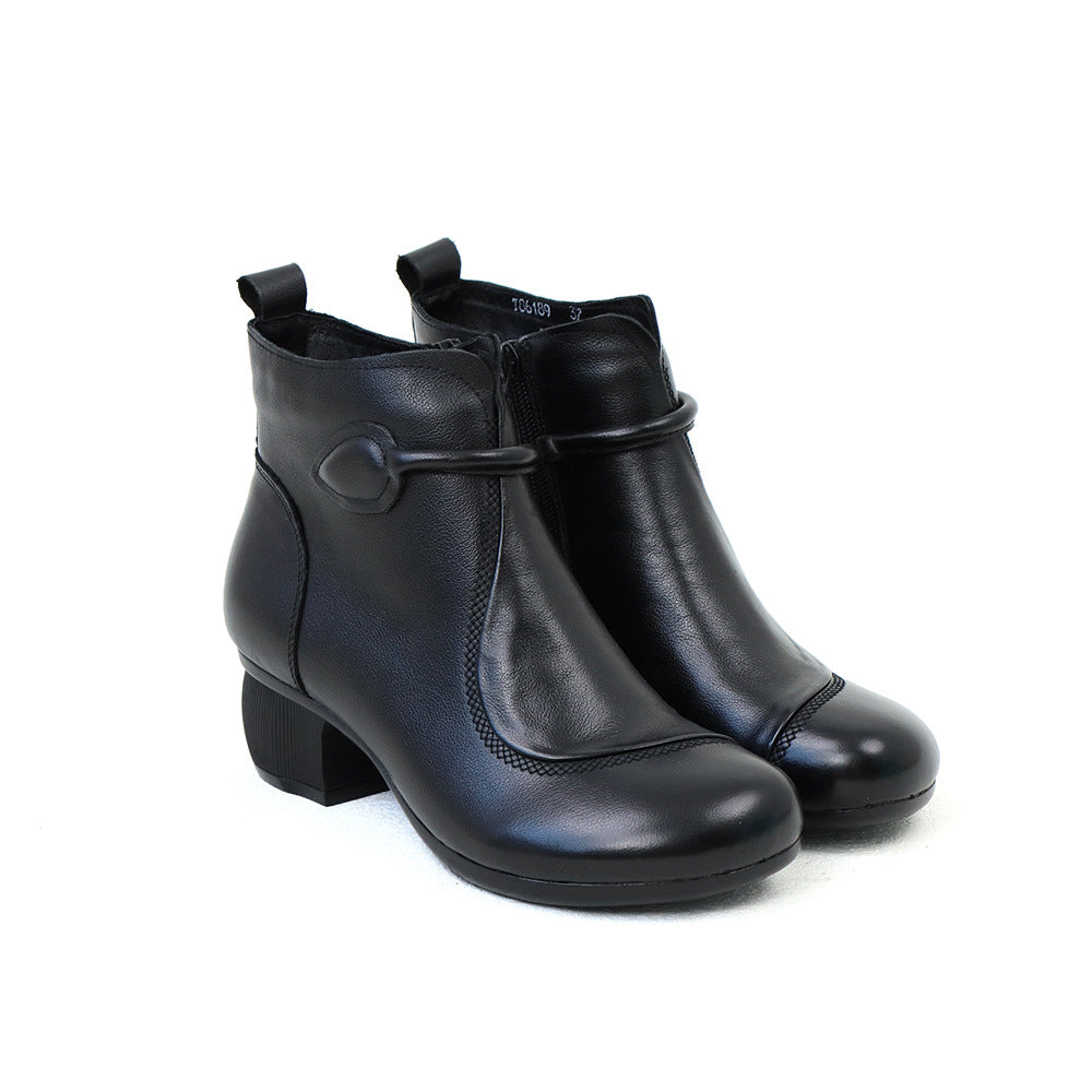 Women's First Layer Cowhide Retro Handmade Comfortable Thick Casual Shoes