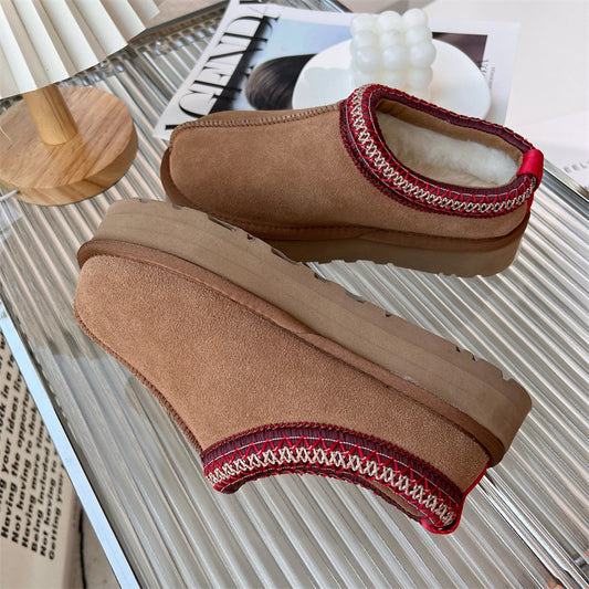 Women's Fur Integrated Ethnic Style Low-cut Platform Women's Shoes