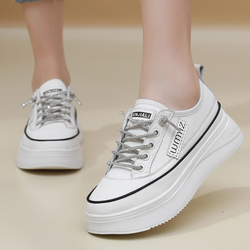 Women's & Men's Four White Front Fashion Thick Bottom Men's Shoes