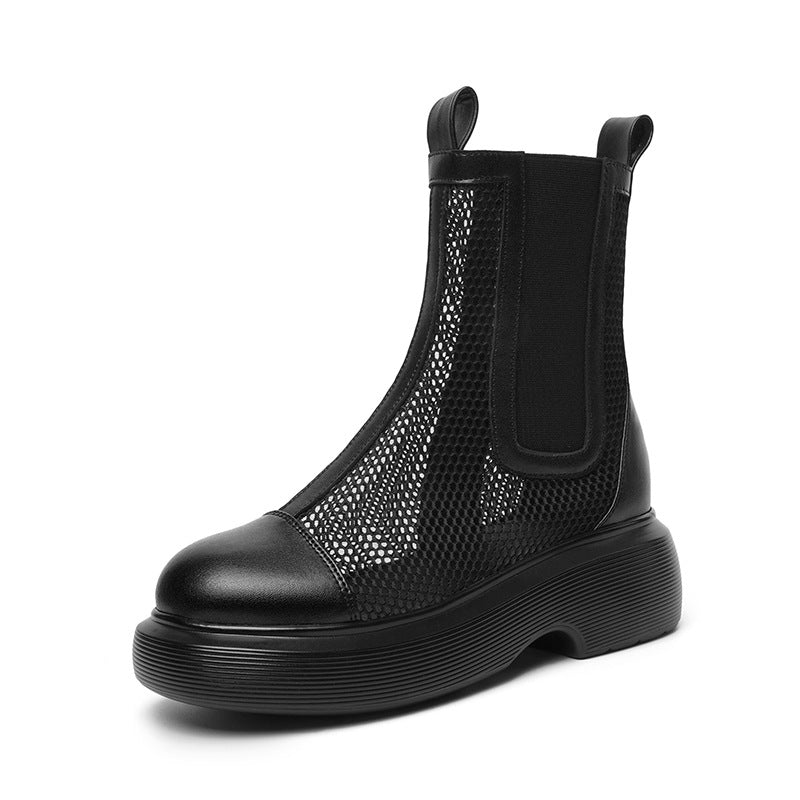 Women's Breathable Hollow Booties British Style Thick Sandals