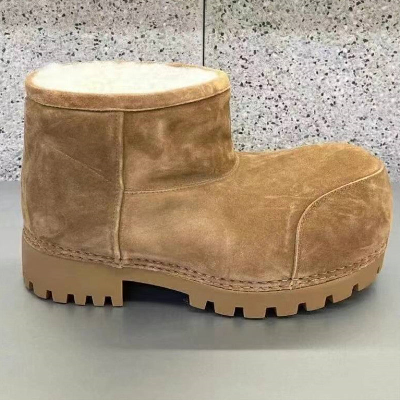 Women's & Men's Cute Big Head Bread Winter Thick Bottom Snow Boots