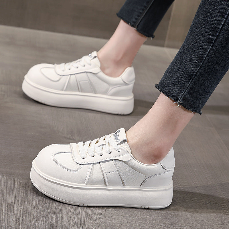 Women's Platform Light White Lace Up Super Hot Sports Casual Shoes