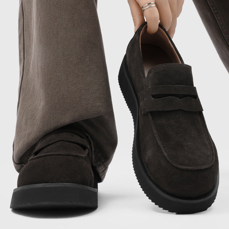 Men's Slip-on Soft Bottom Commuter Derby Spring British Style Men's Casual Leather Shoes