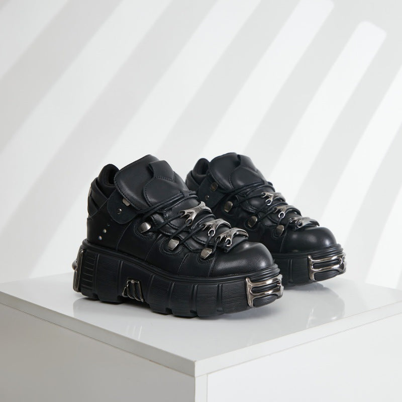 Women's Heavy Metal Platform Punk Dark Motorcycle Boots