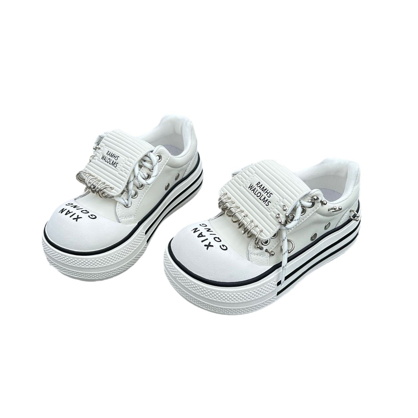 Spring Big Head Genuine White Raccoon Cotton Candy Labret Thick-soled Women's Casual Shoes
