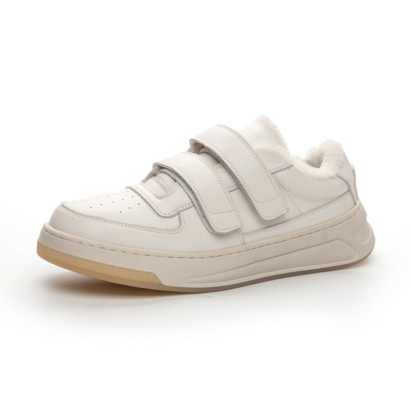 Women's Cowhide Easy Wear Winter Fleece-lined Wool Casual Shoes