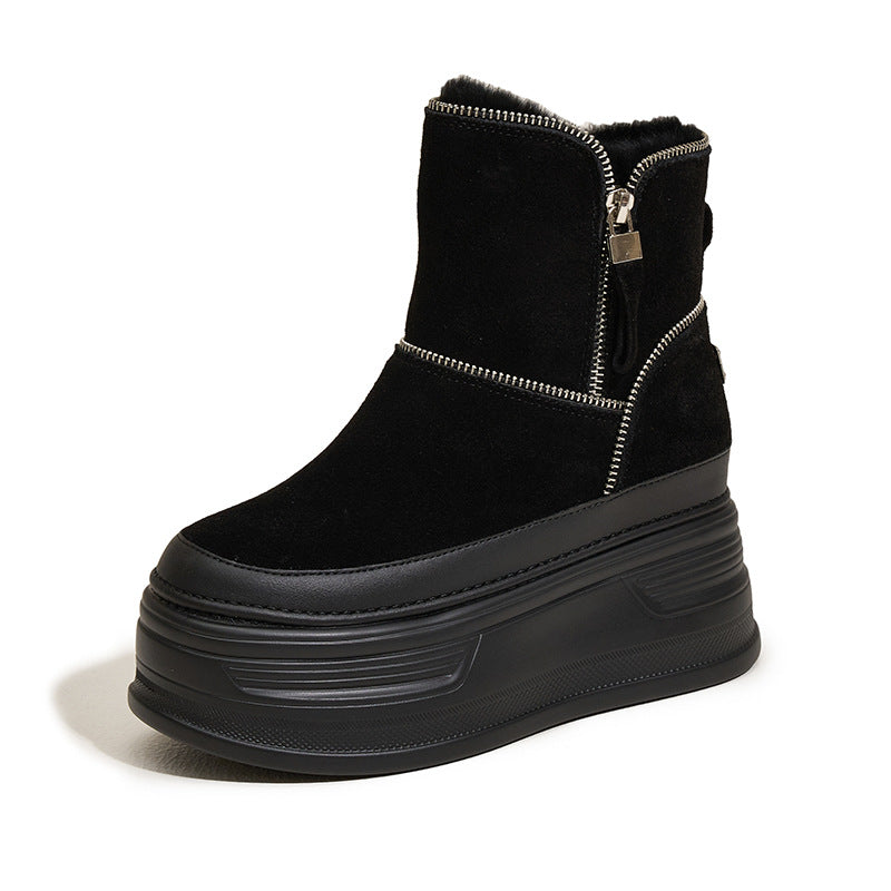 Women's Plus Veet Thick Cotton Height Increasing Insole Snow Boots