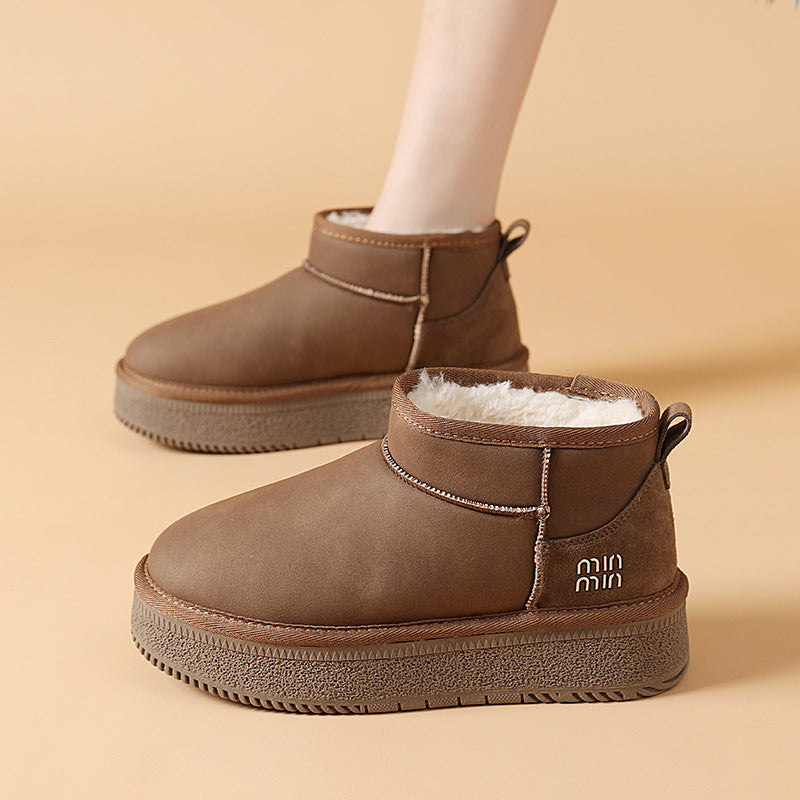 Women's Northeast China Cotton Fleece-lined Warm Winter Platform Snow Boots