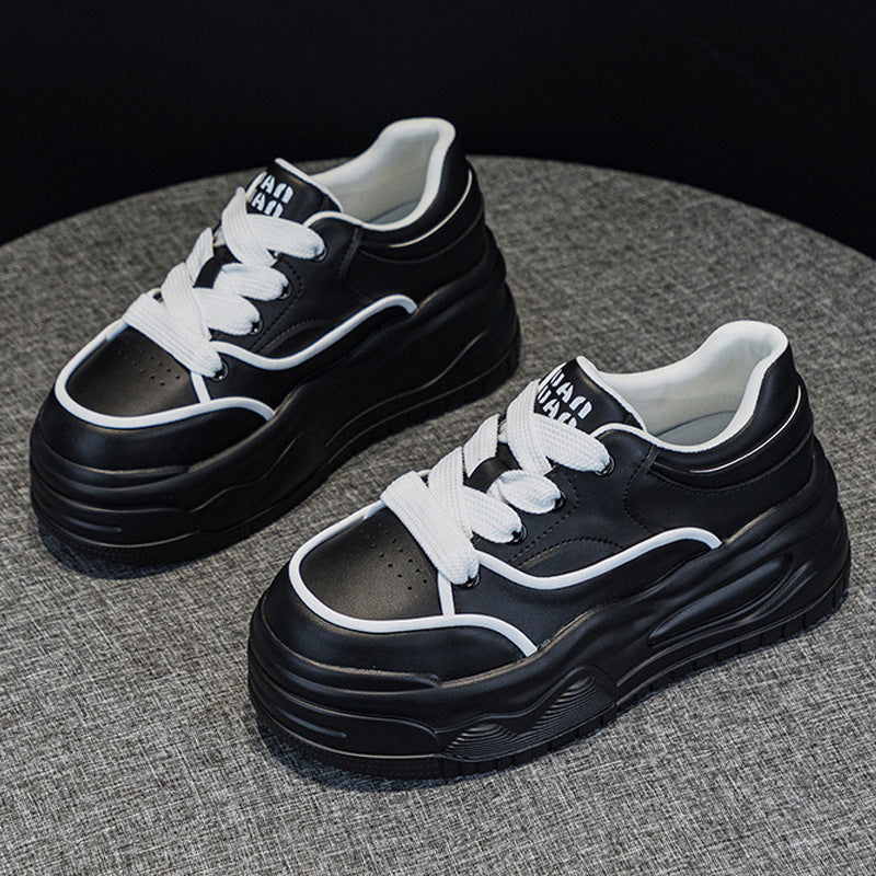 Women's Hidden White Small Spring Fashionable Genuine Sneakers