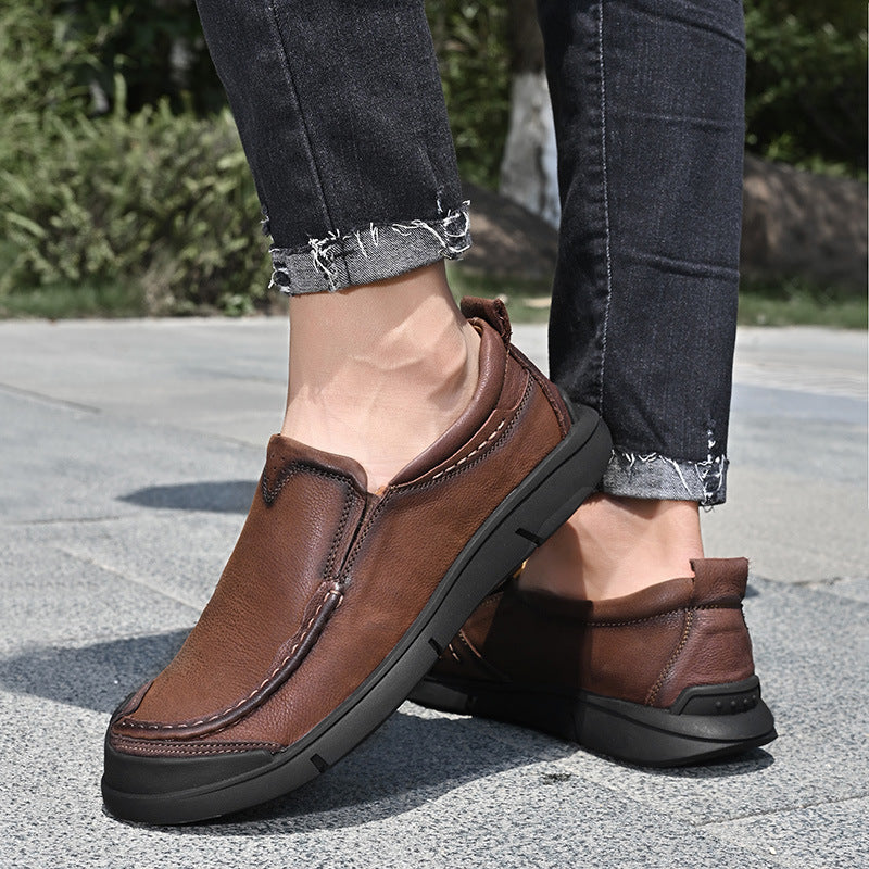 Men's Pedal Soft Bottom Lightweight Top Layer Leather Shoes