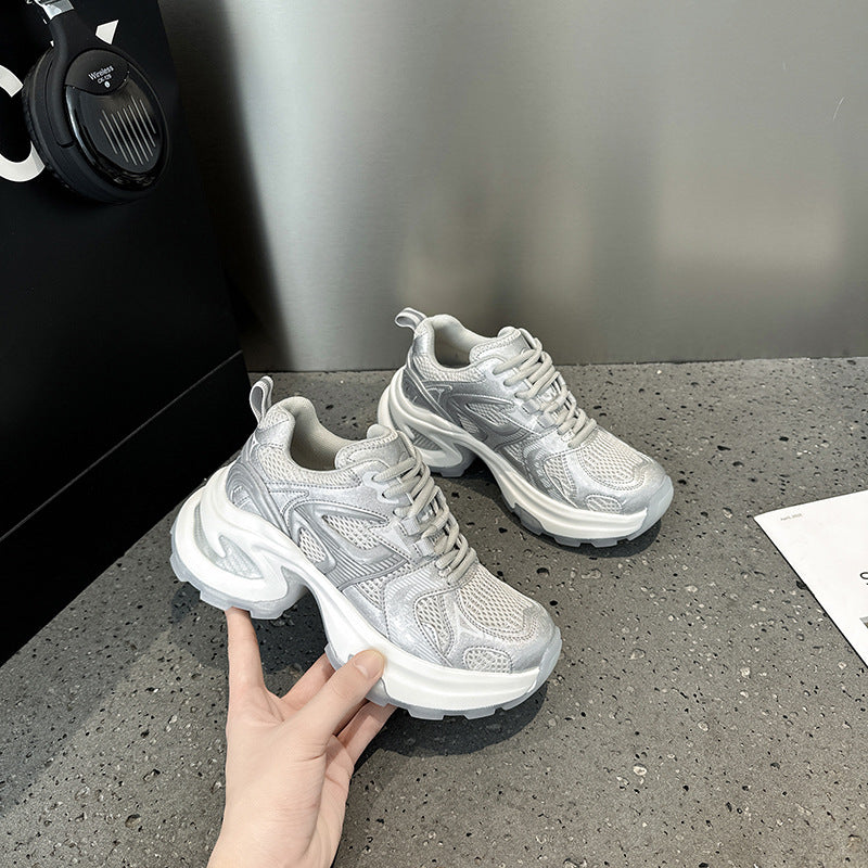 Women's Sier Thick Bottom Heightened Daddy Mesh Sneakers