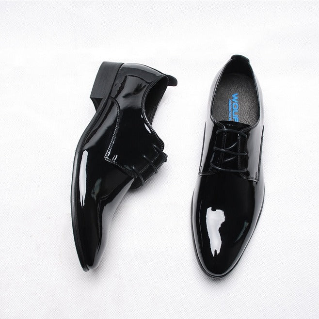 Men's Cowhide Breathable Patent Formal Business British Lace Casual Shoes