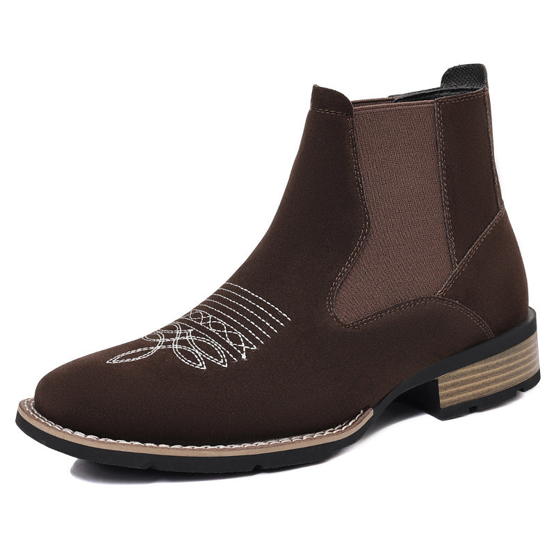 Men's Creative Embroidered Slip-on Chelsea Martin Boots