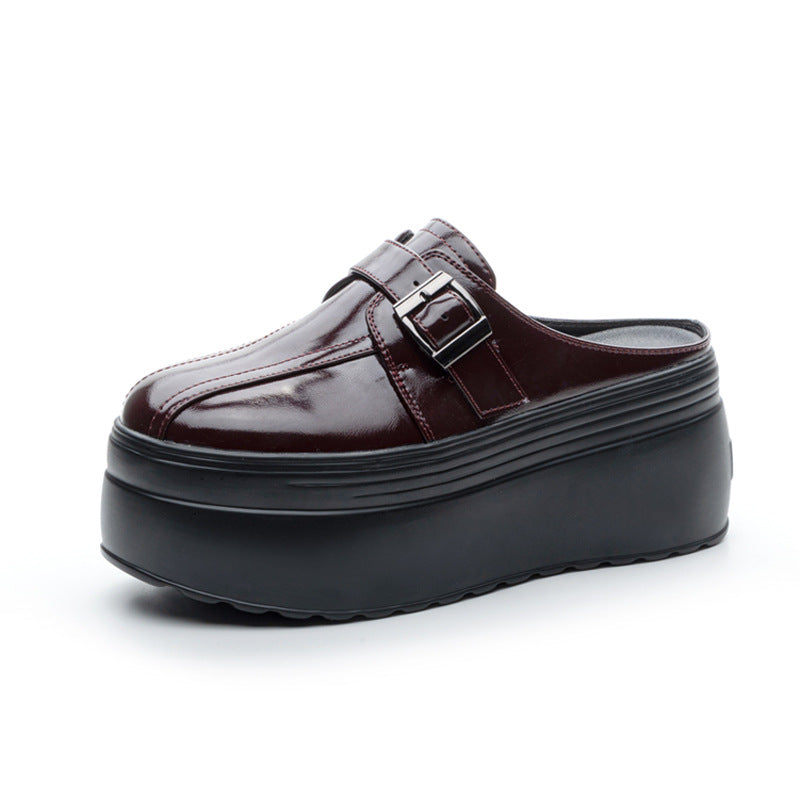 Women's Closed Toe Half Solid Color Buckle Slippers